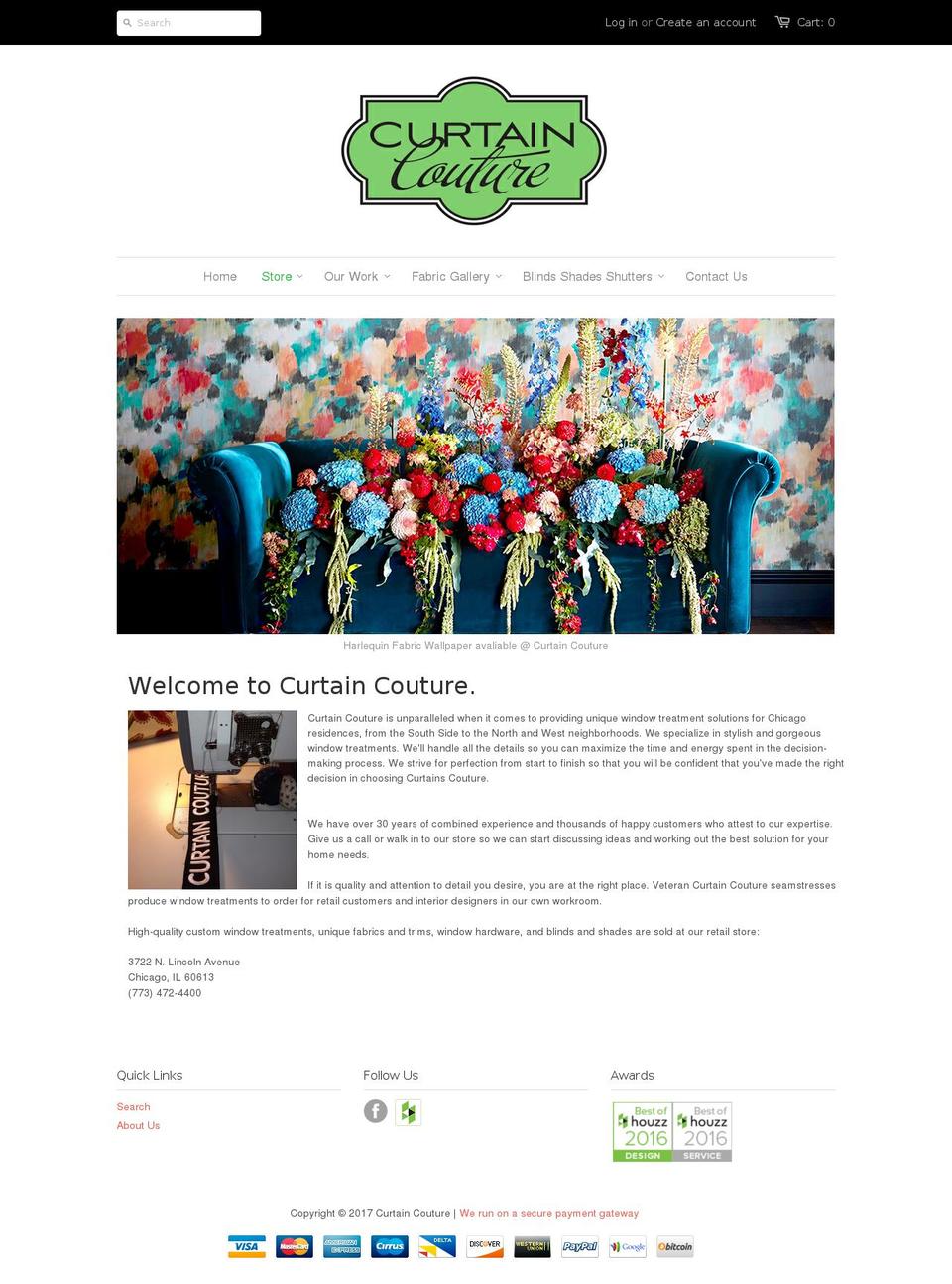 curtainscouture.com shopify website screenshot