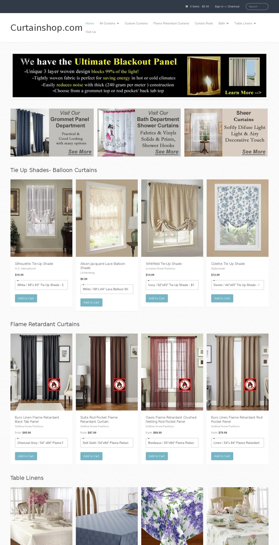 curtainshop.com shopify website screenshot