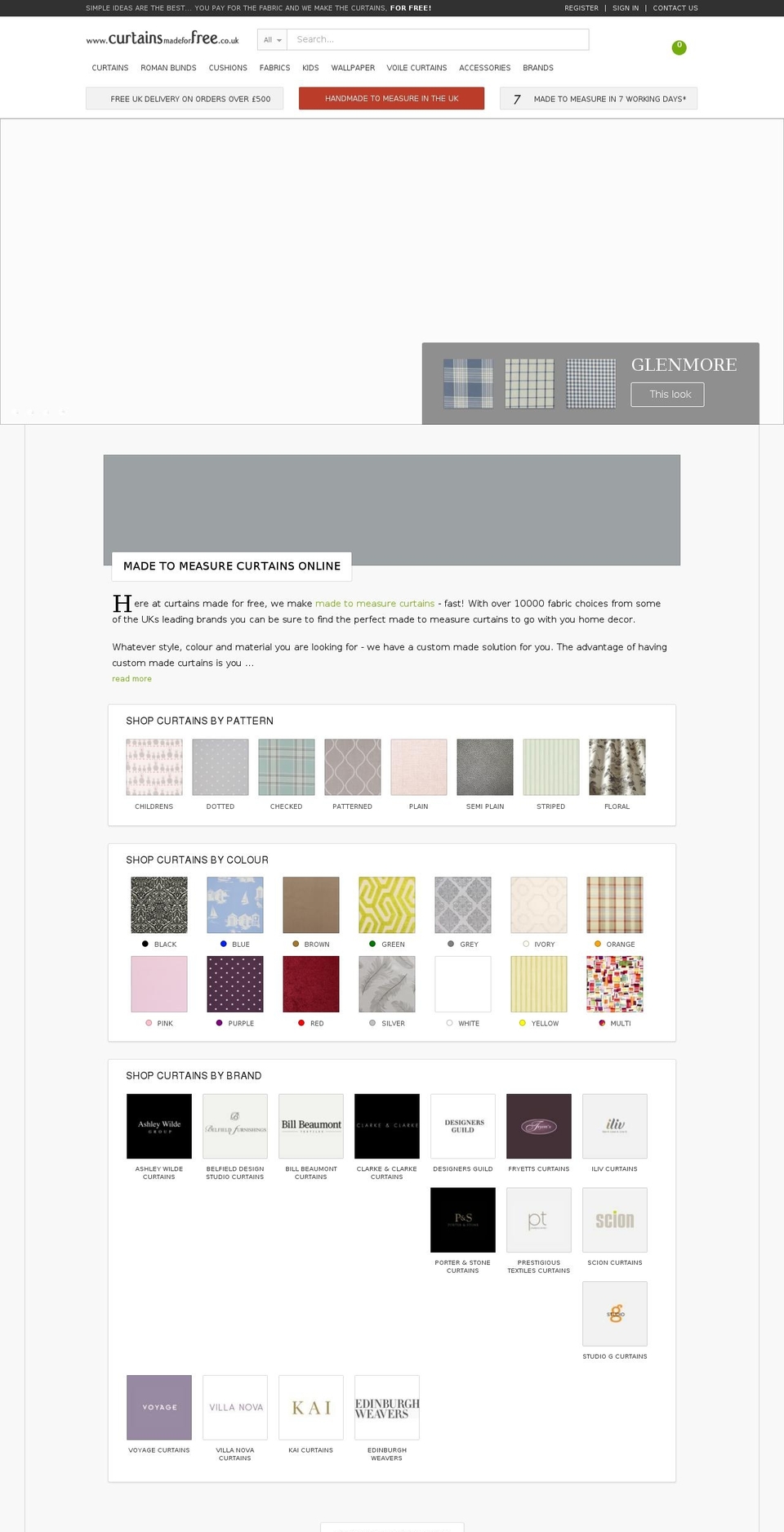 curtainsmadeforfree.co.uk shopify website screenshot