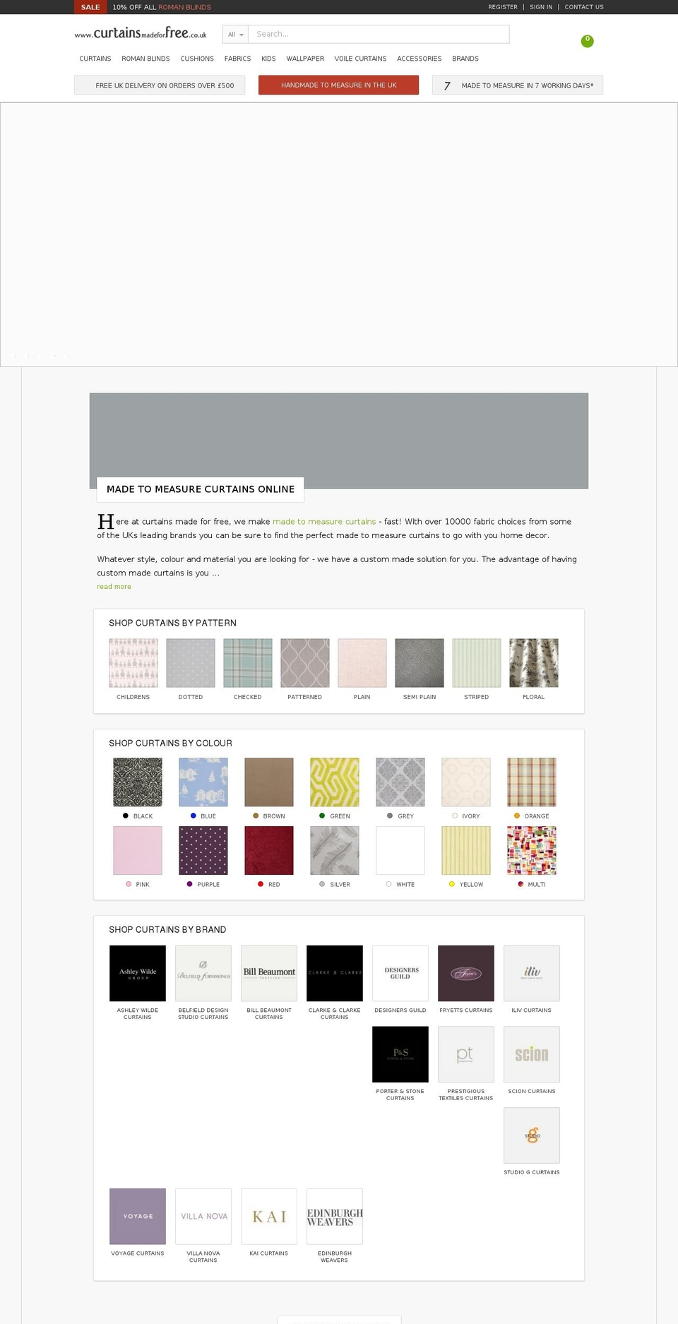 curtainsmadetomeasure.co shopify website screenshot