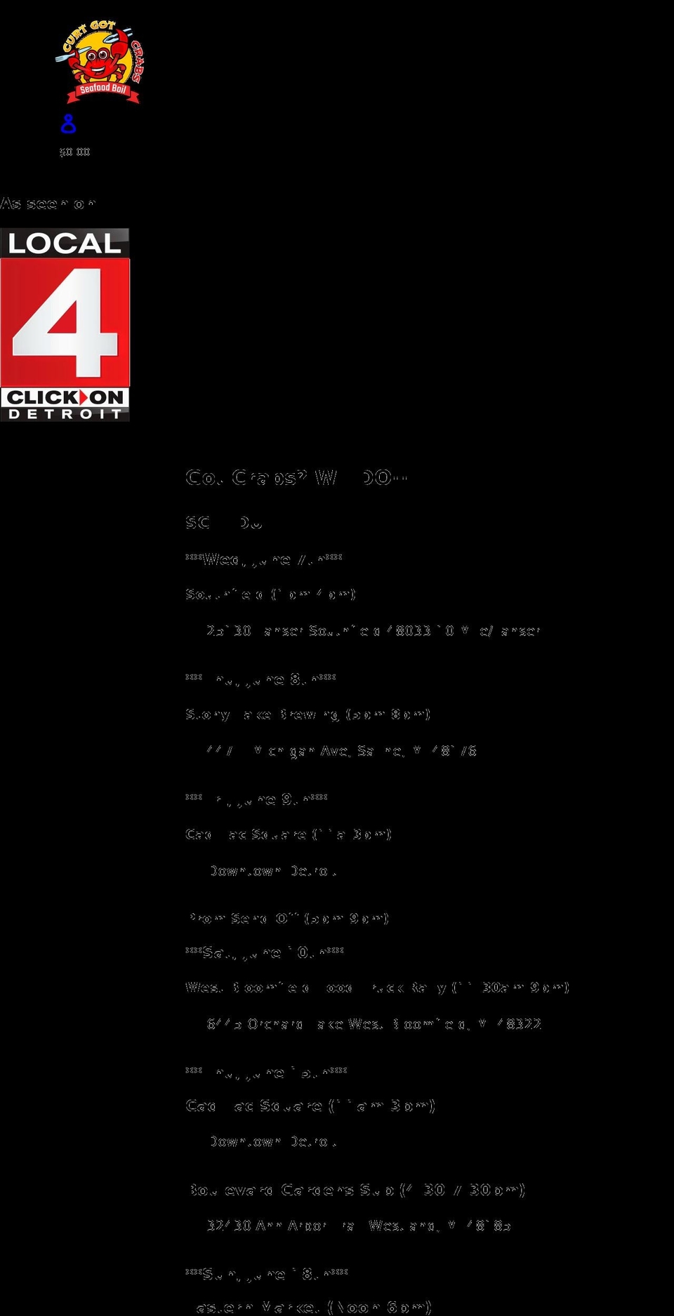 curtgotcrabs.com shopify website screenshot