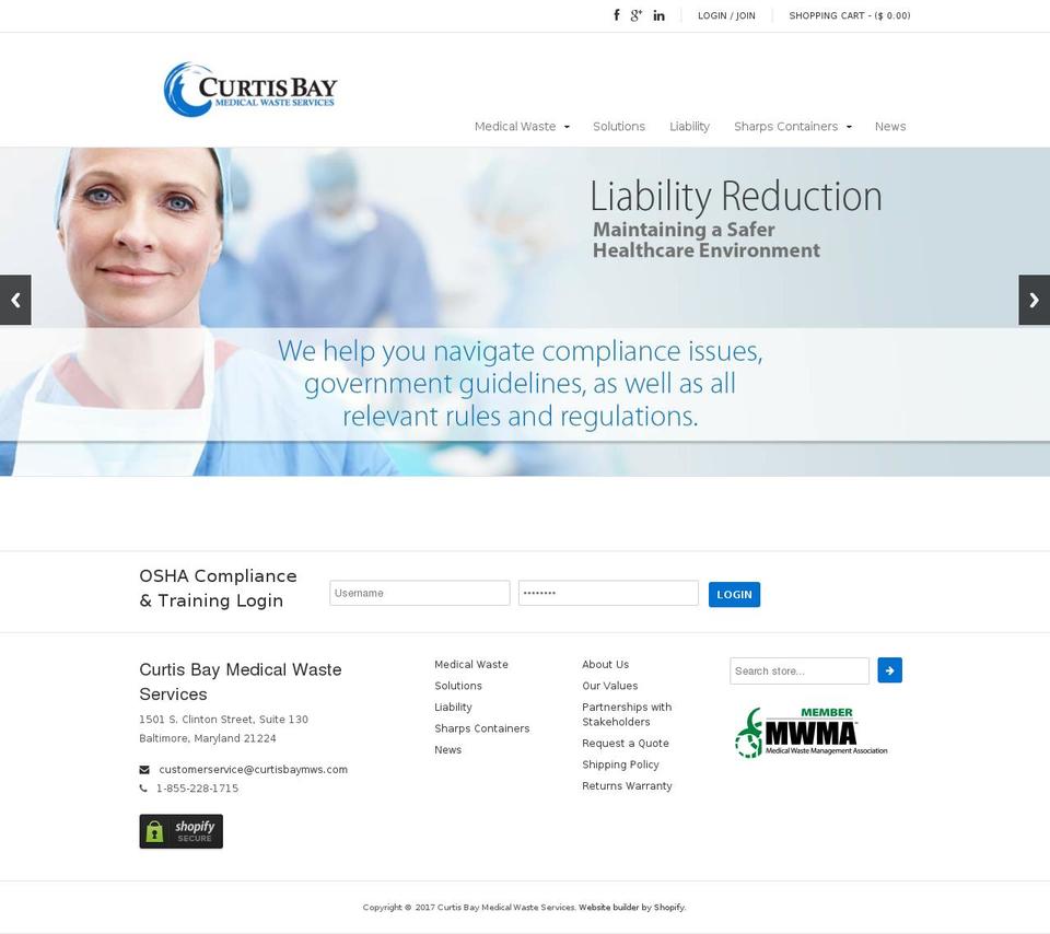 curtisbaymedicalwasteservices.us shopify website screenshot