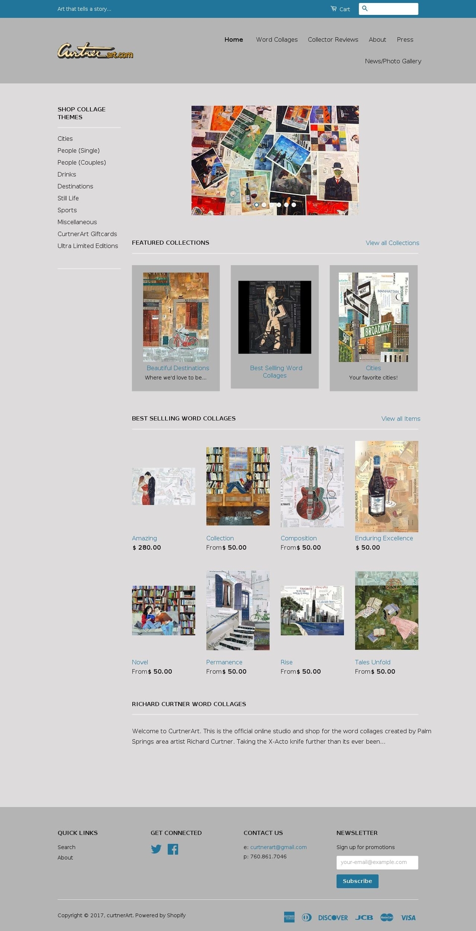 curtnerart.com shopify website screenshot