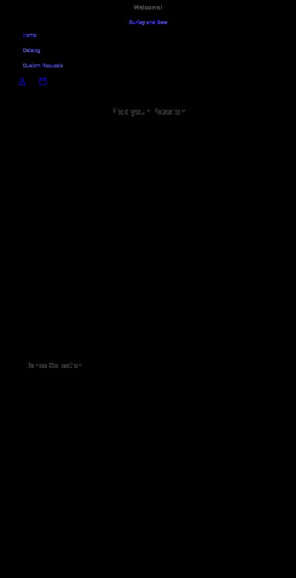 curtsyandbow.net shopify website screenshot