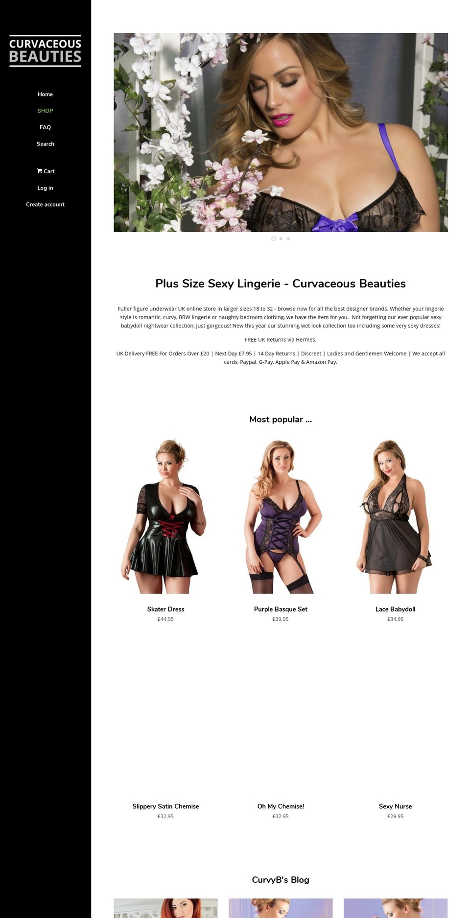curvaceousbeauties.com — Shopify storefront screenshot