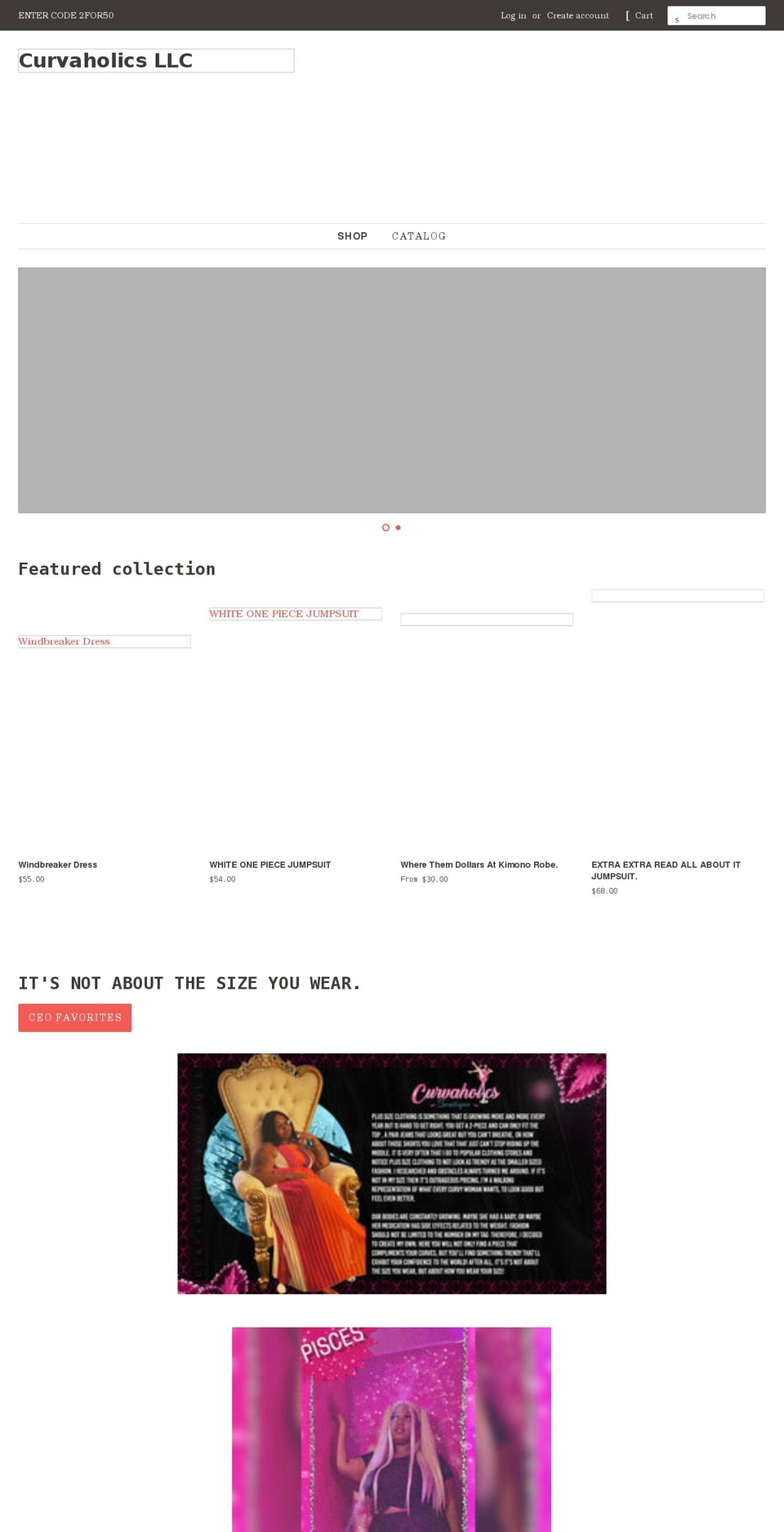 curvaholics.com shopify website screenshot