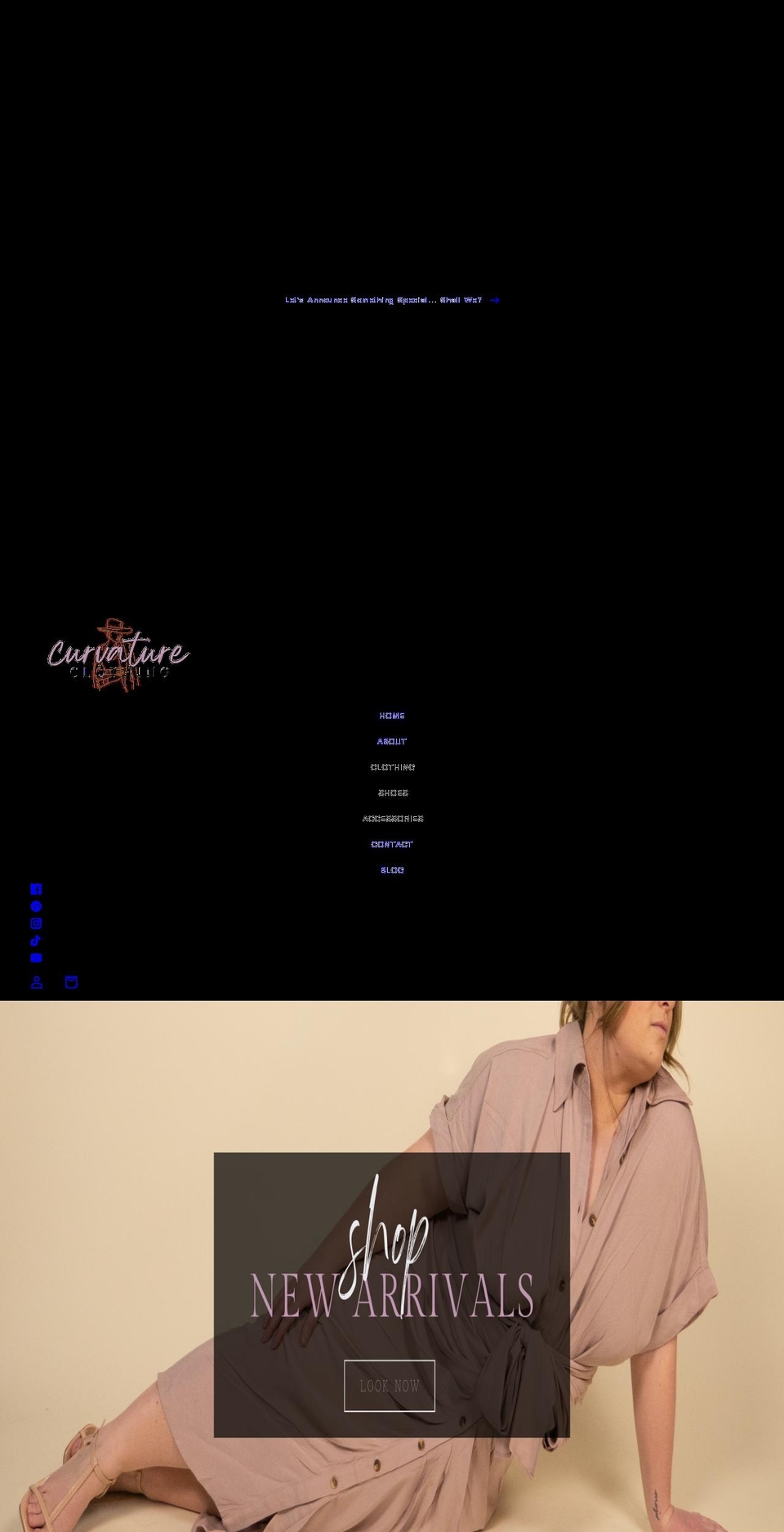 curvatureclothing.shop shopify website screenshot