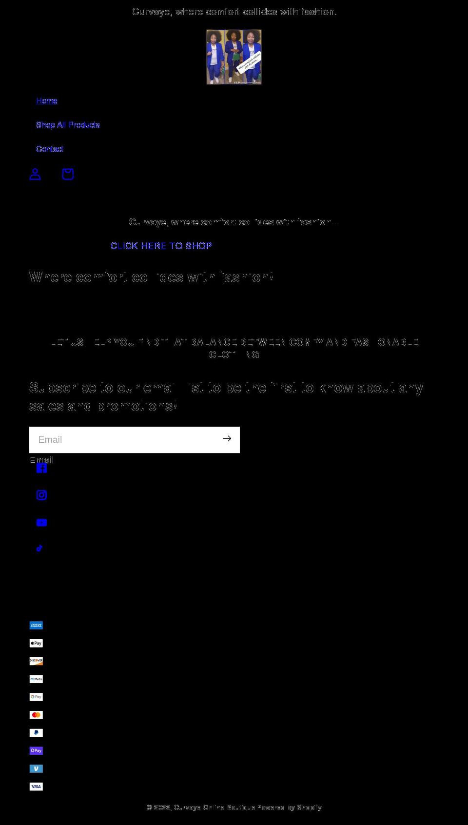 curvaye.com shopify website screenshot