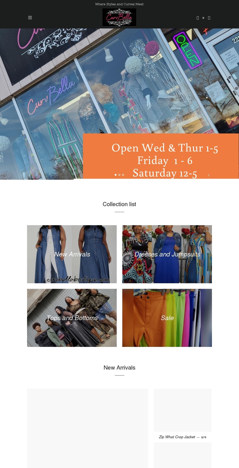 curvbellaboutique.com shopify website screenshot