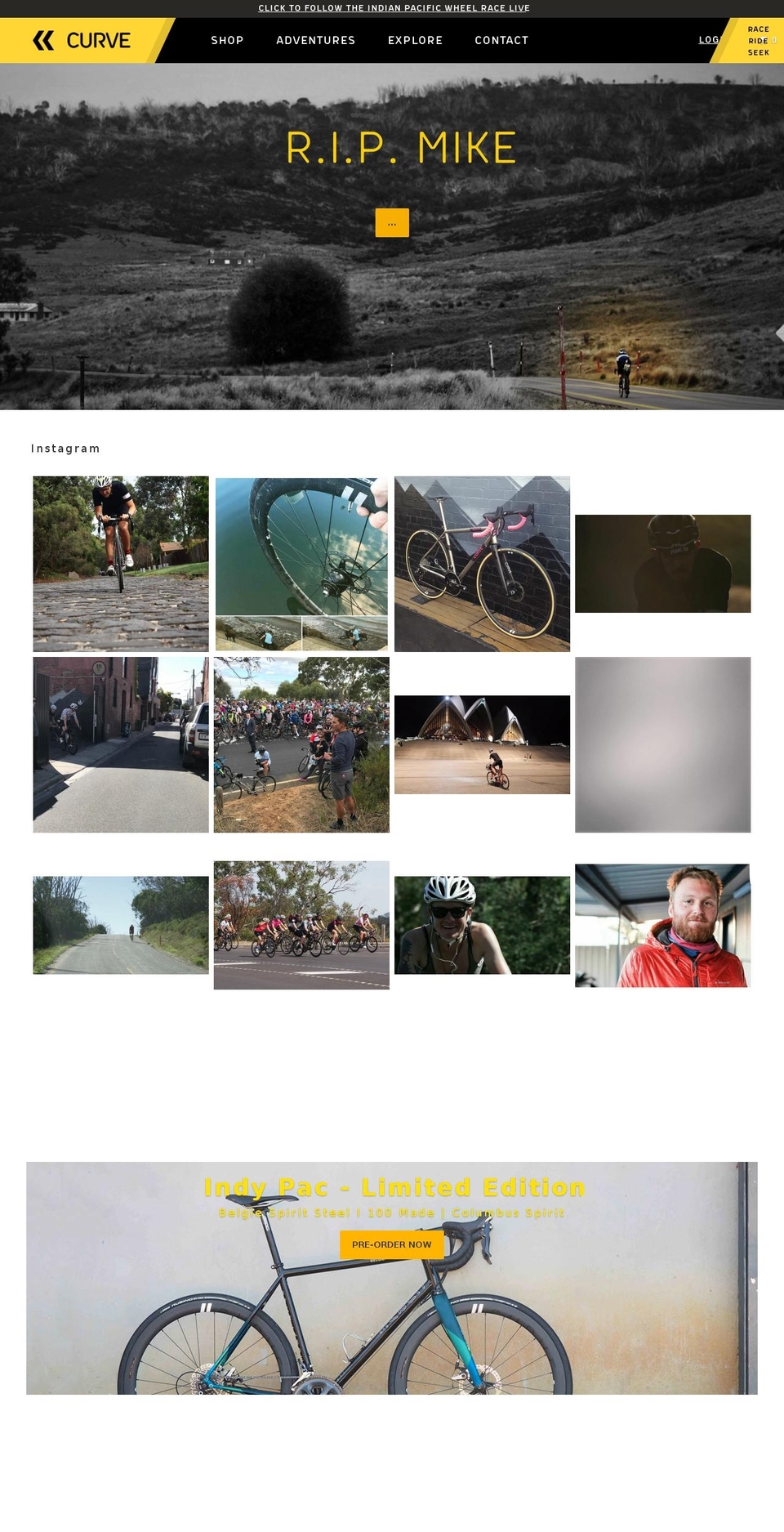 curvecycling.com shopify website screenshot