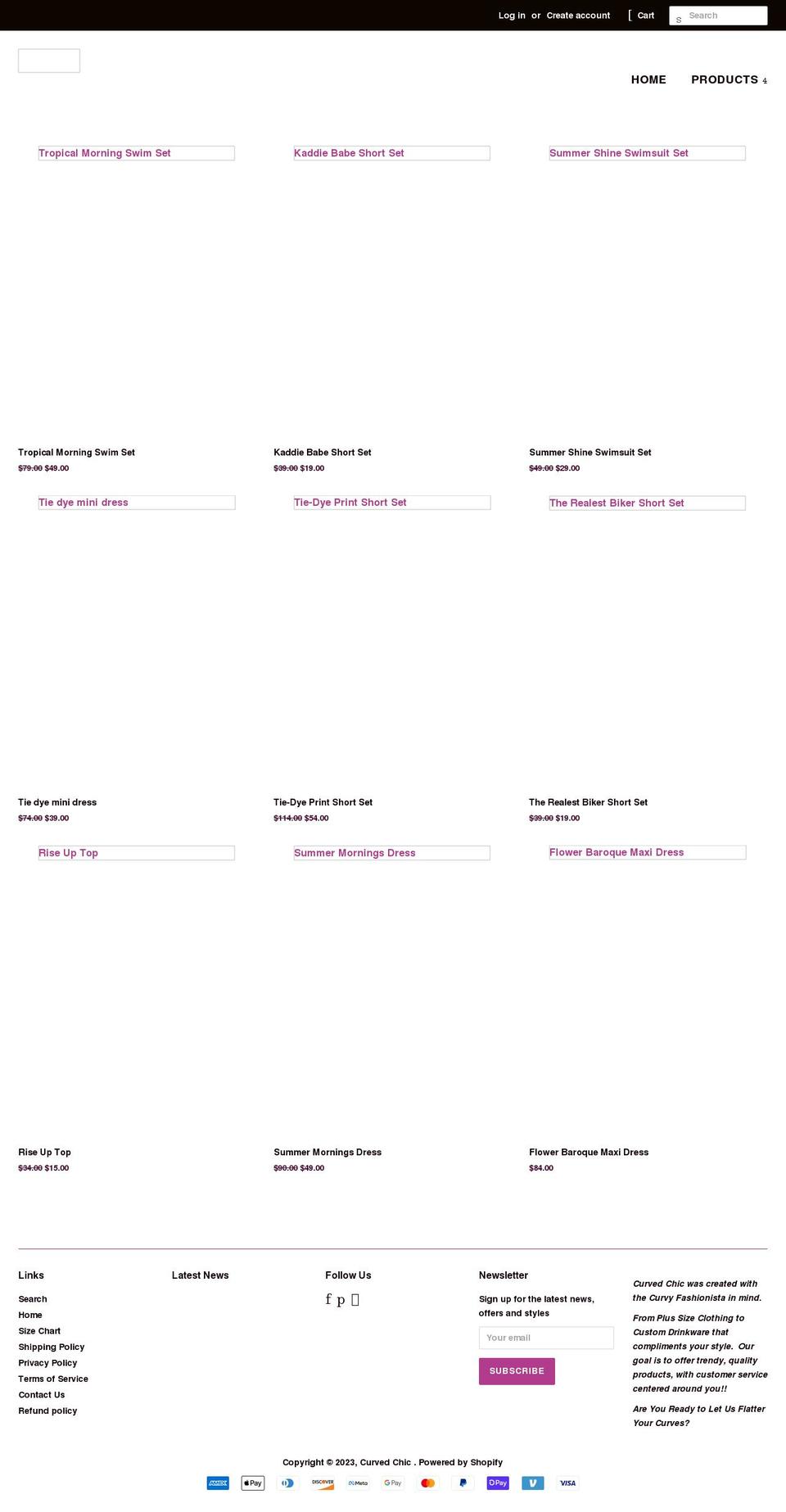 curvedchic.com shopify website screenshot