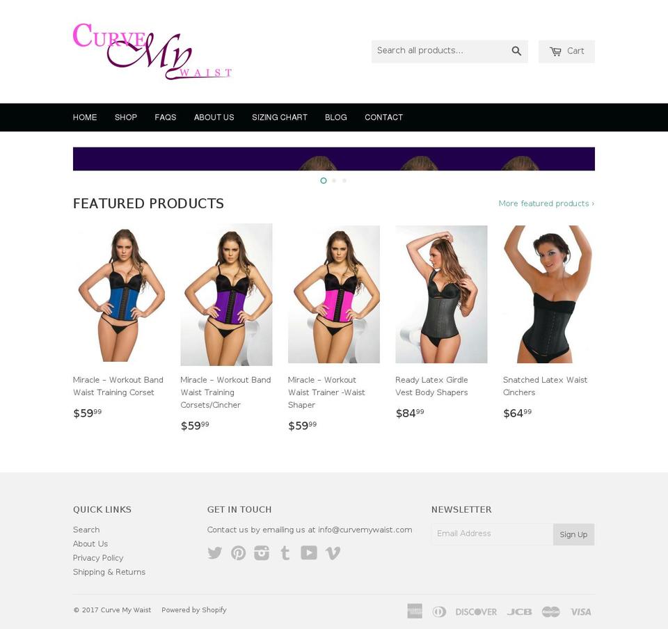 Craft Shopify theme site example curvemywaist.com