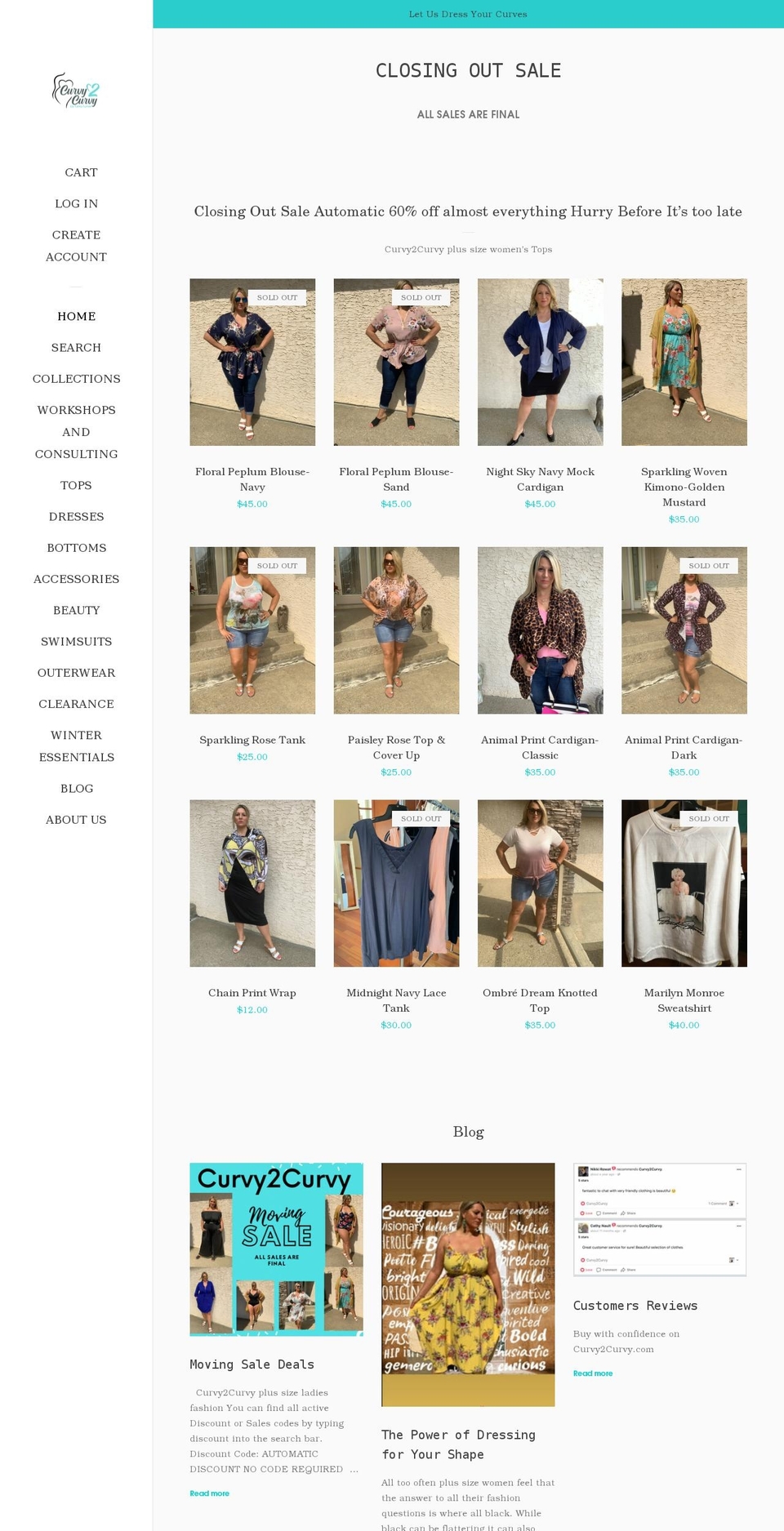 curvy2curvy.myshopify.com shopify website screenshot