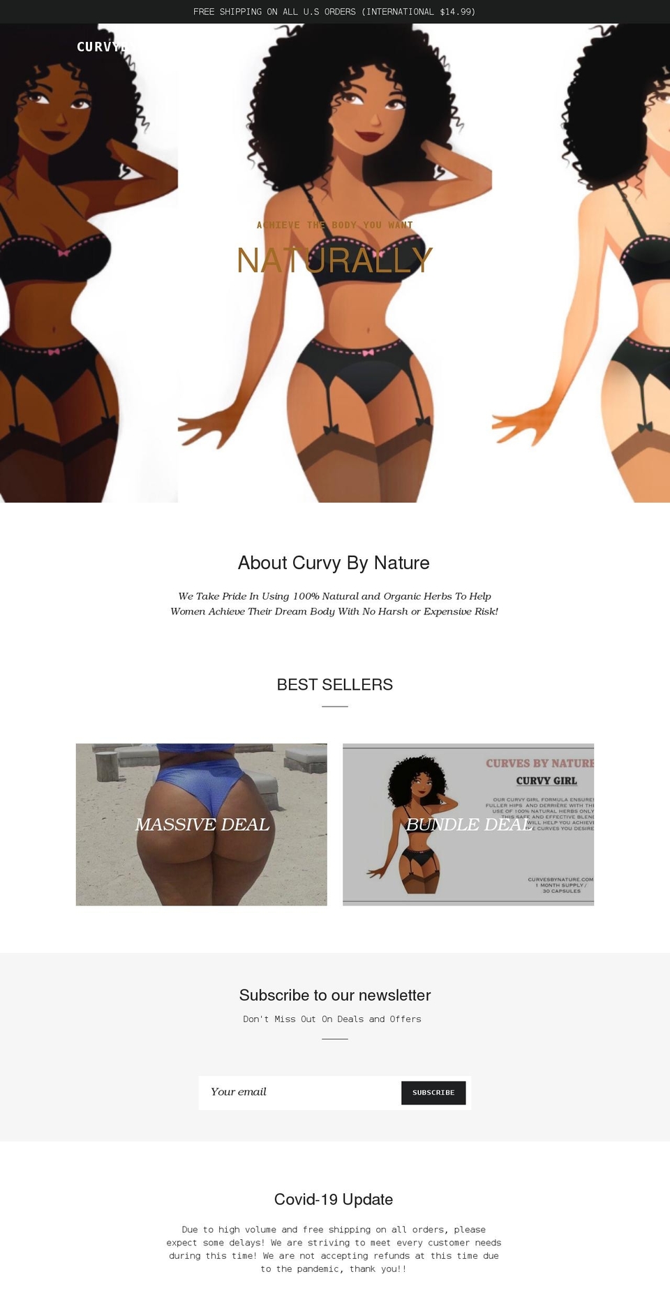 curvybynature.com shopify website screenshot