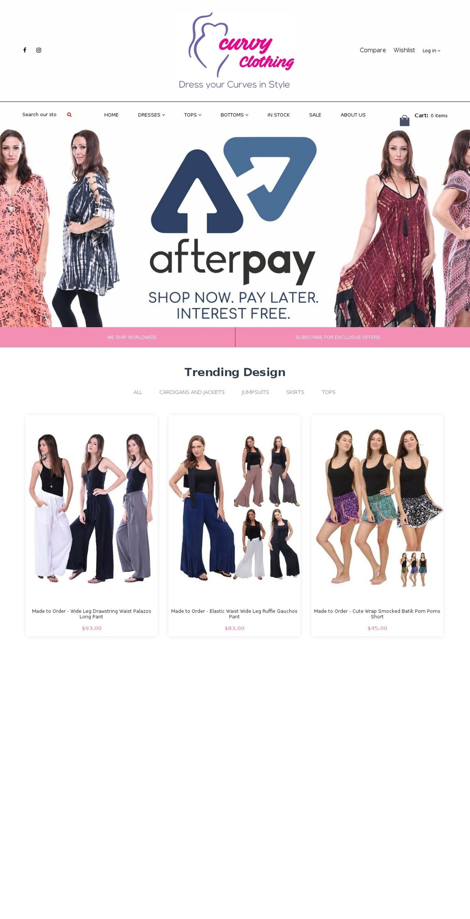 curvyclothing.com.au shopify website screenshot