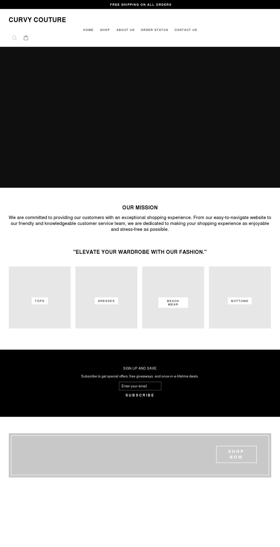 curvycouturefashion.com shopify website screenshot