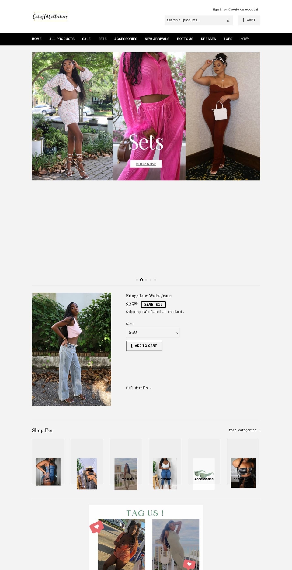 curvyfitcollection.com shopify website screenshot