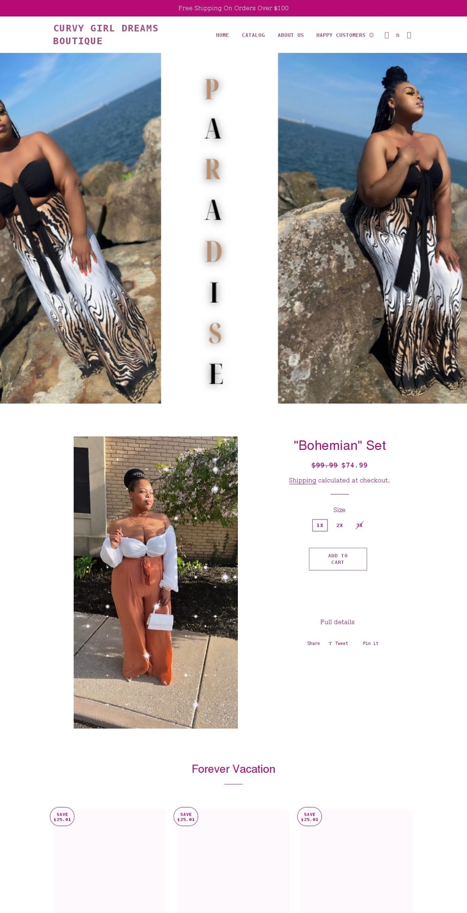 curvygirldreamsboutique.com shopify website screenshot