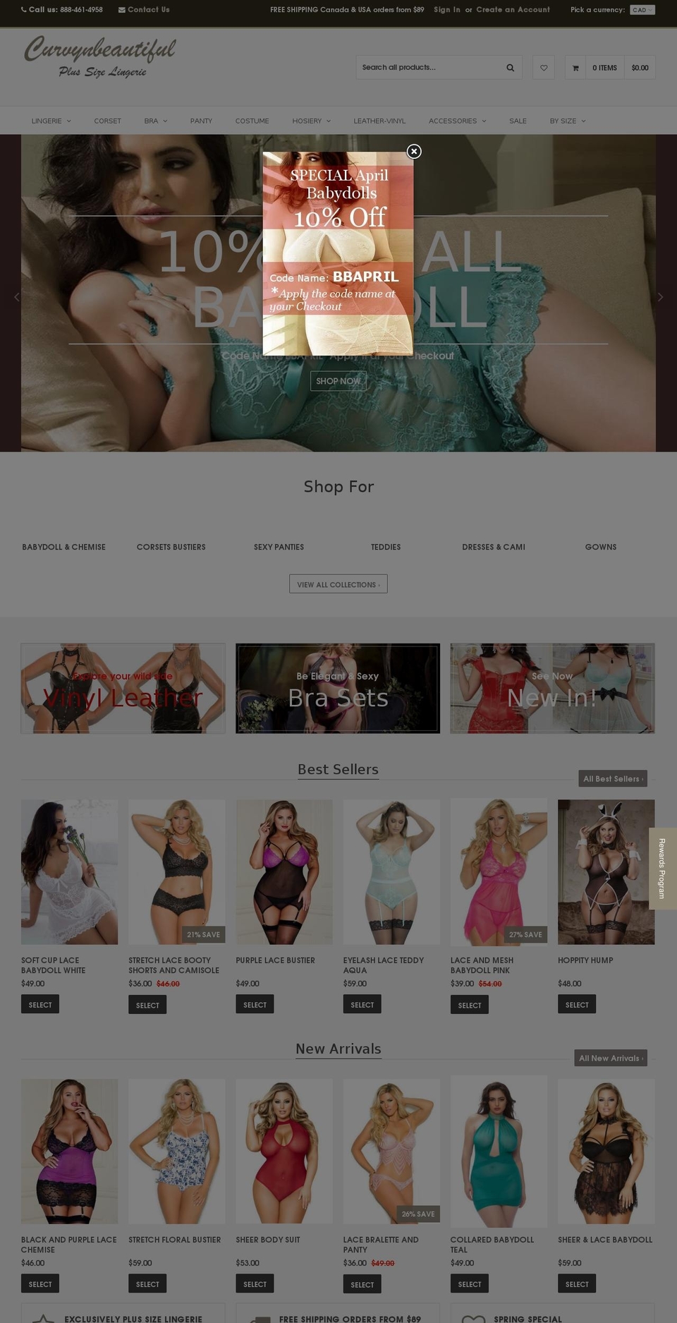 curvynbeautiful.com shopify website screenshot