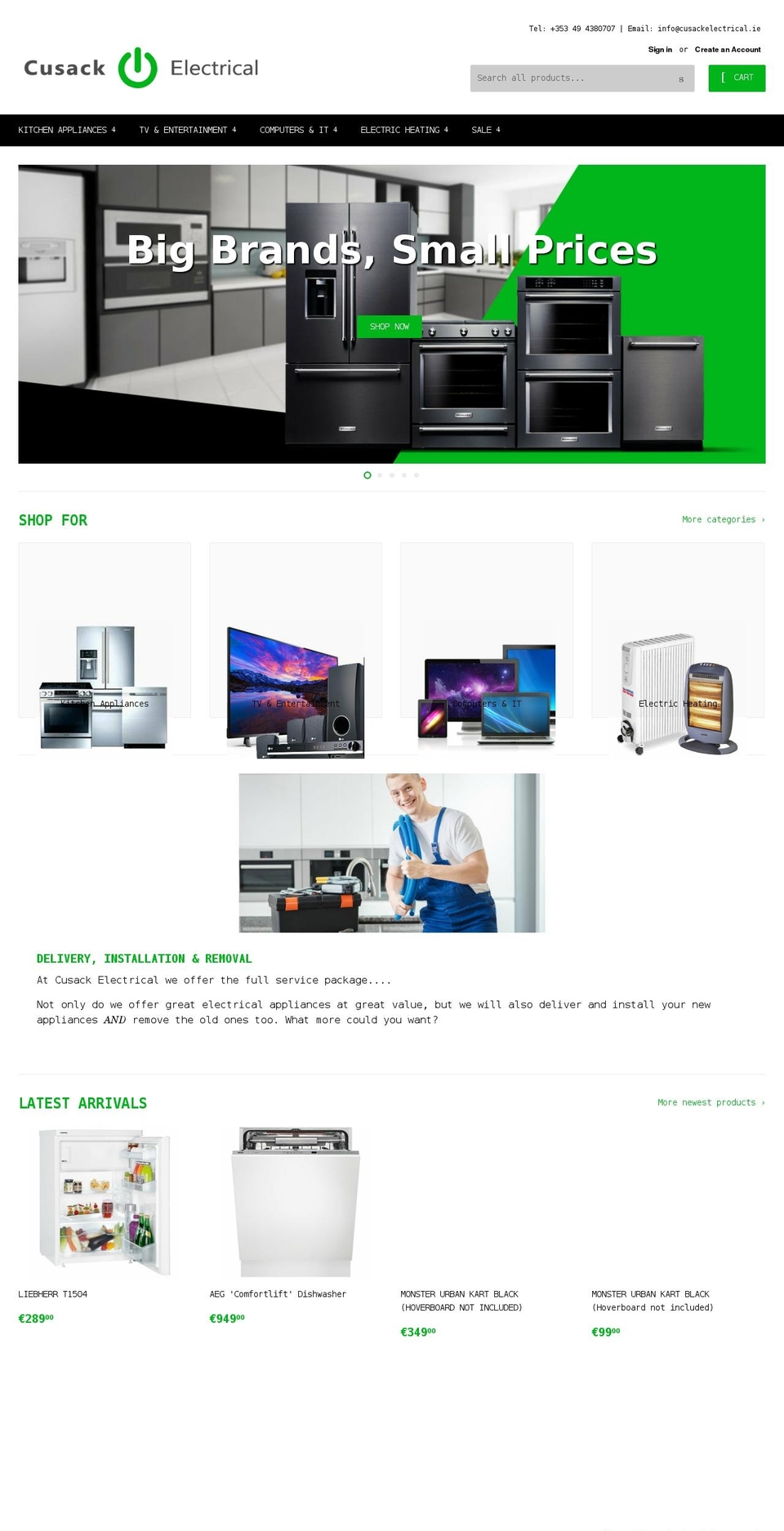 cusackelectrical.ie shopify website screenshot