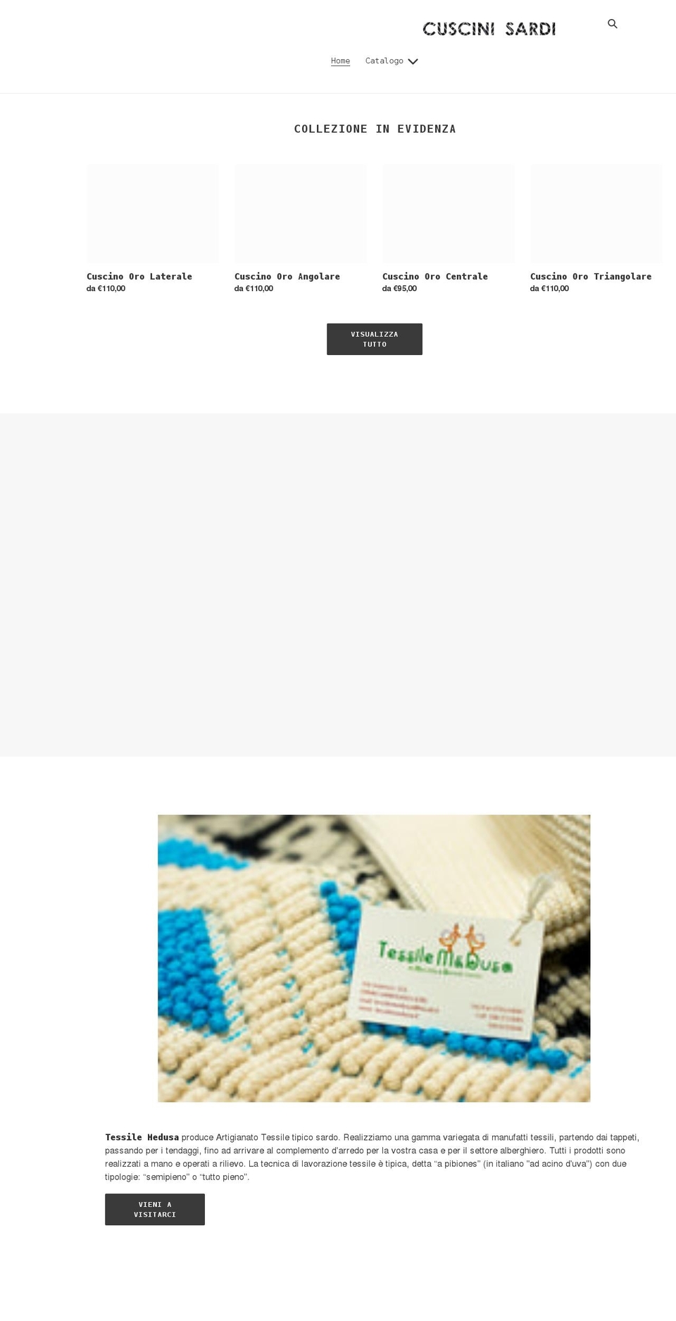 cuscinisardi.com shopify website screenshot