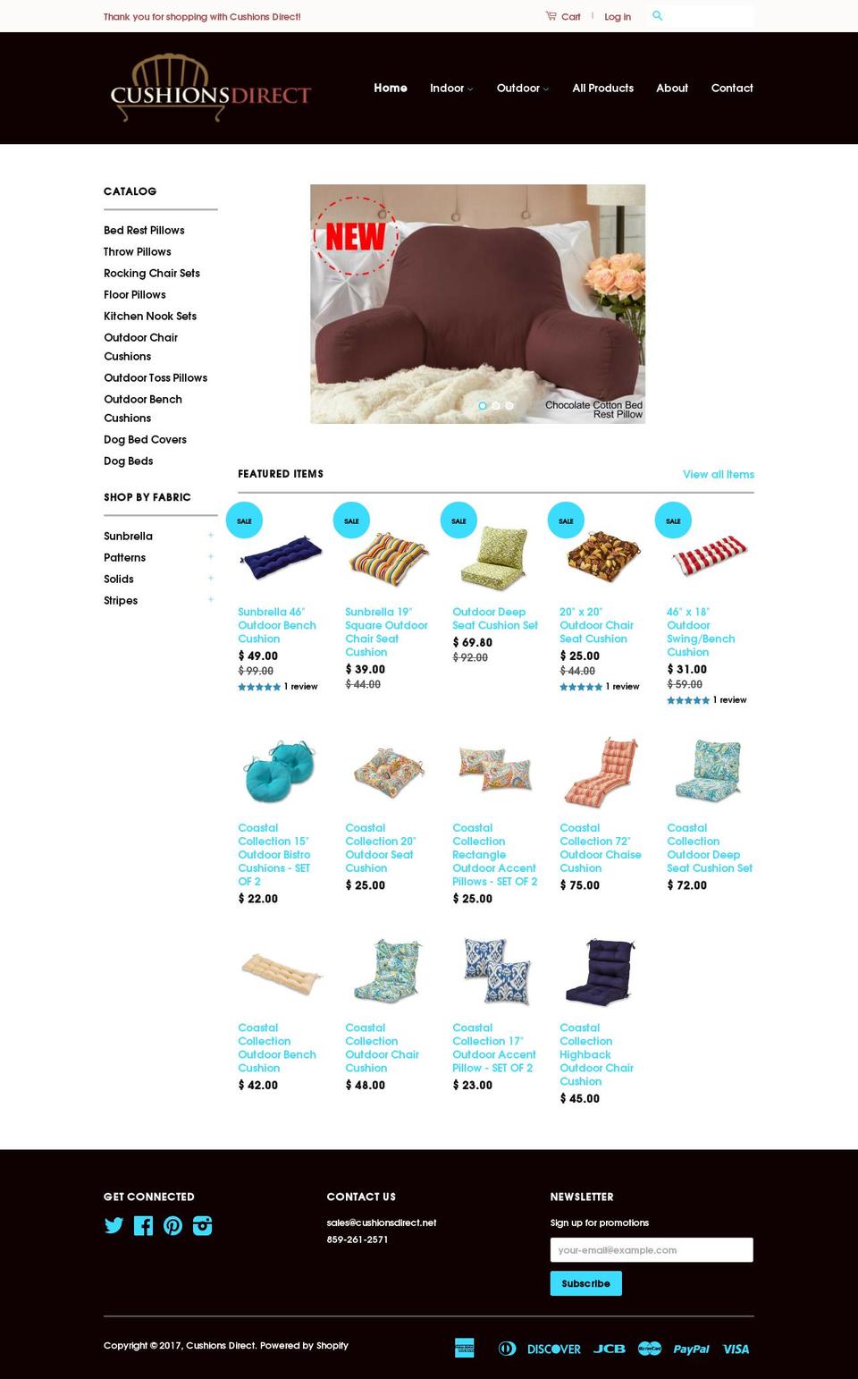 cushionsdirect.net shopify website screenshot