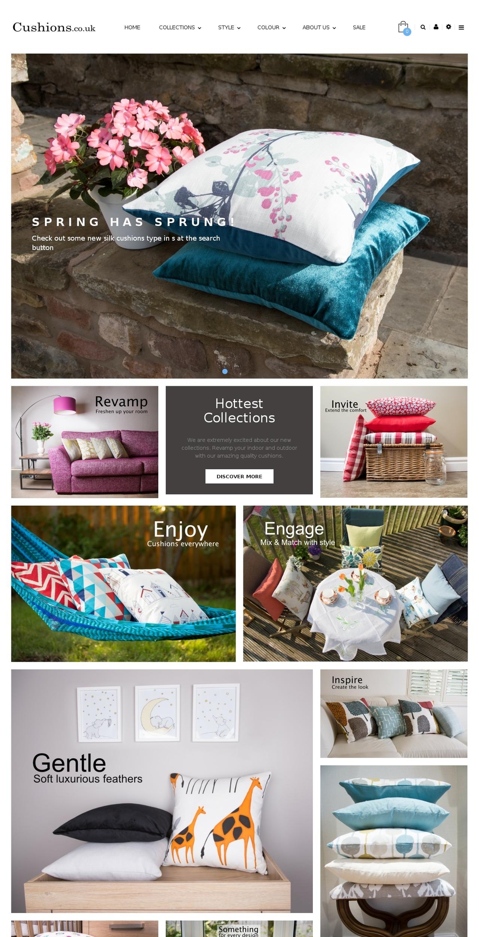 cushionsonline.co.uk shopify website screenshot