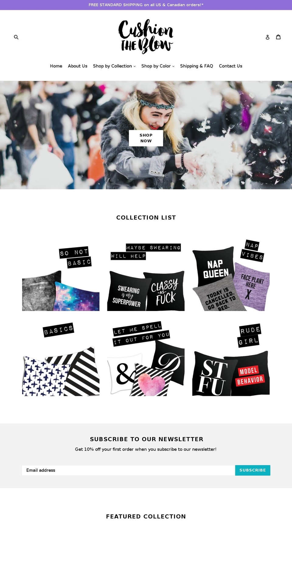 cushiontheblow.com — Shopify storefront screenshot
