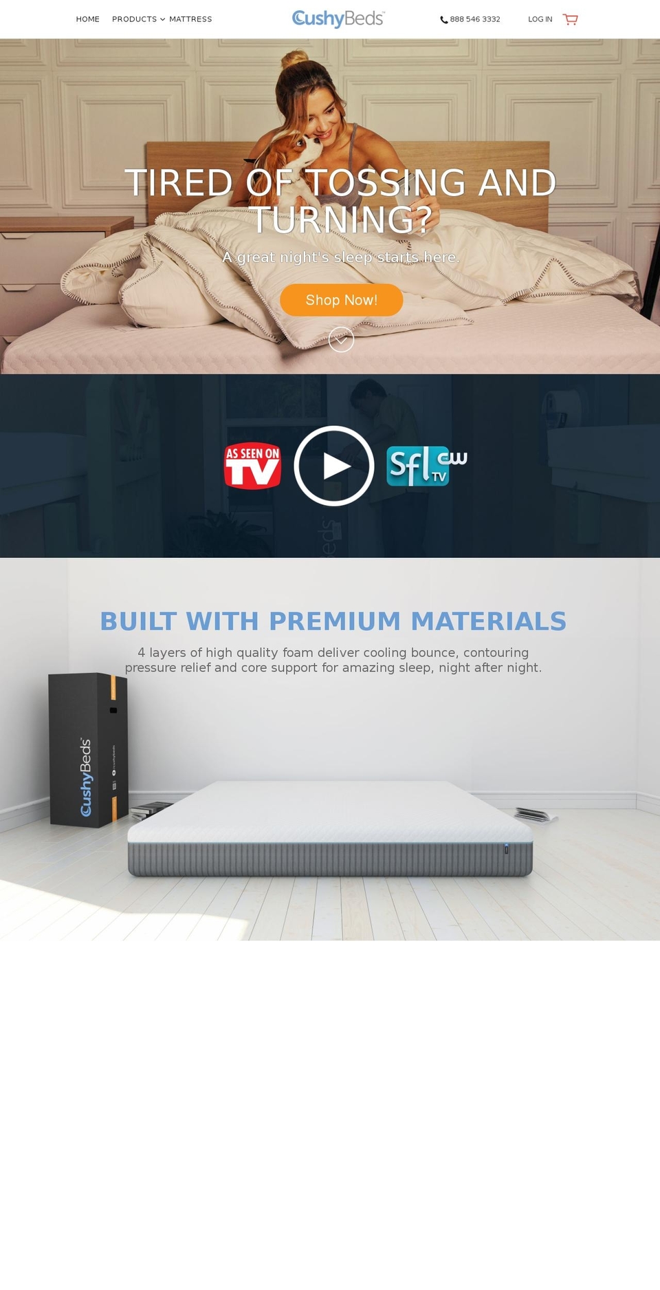 cushybeds.com shopify website screenshot