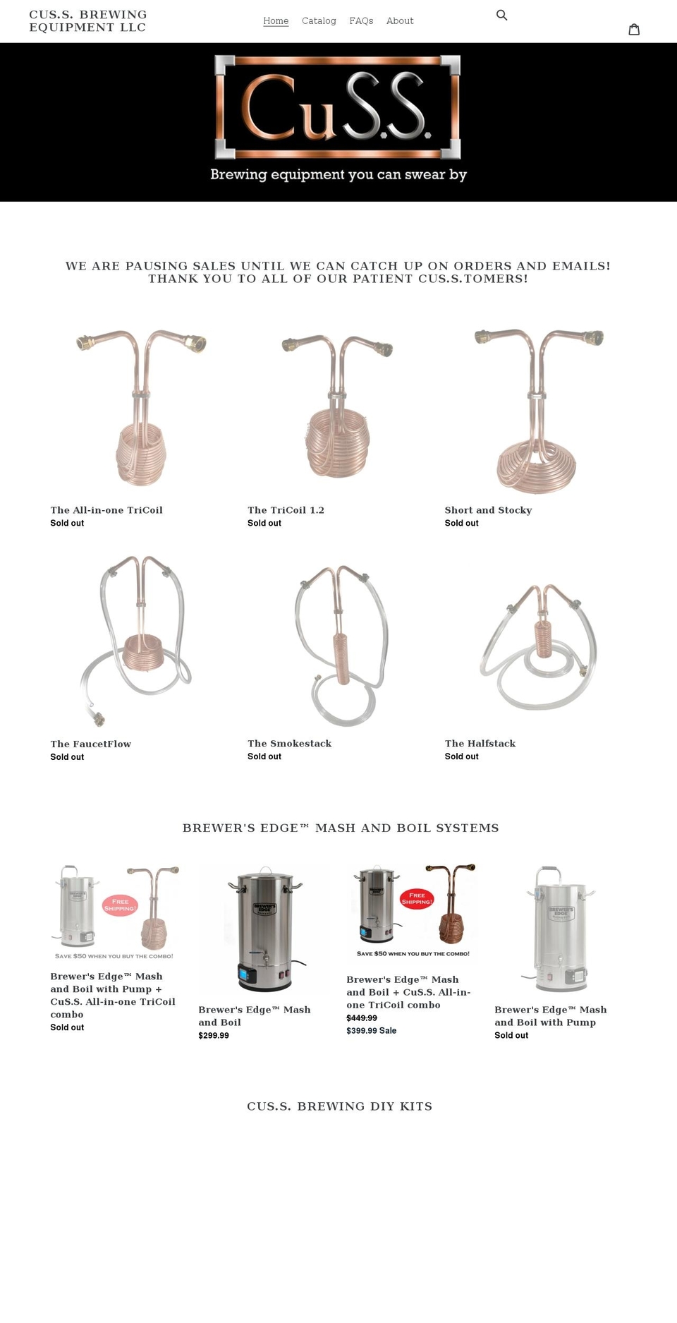 cussbrewing.com shopify website screenshot