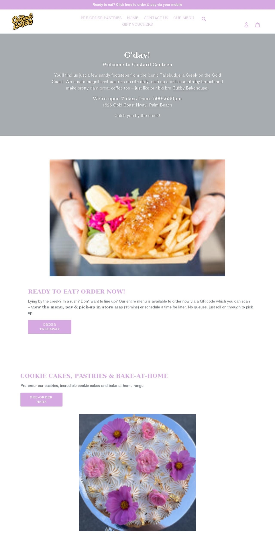 custardcanteen.com shopify website screenshot