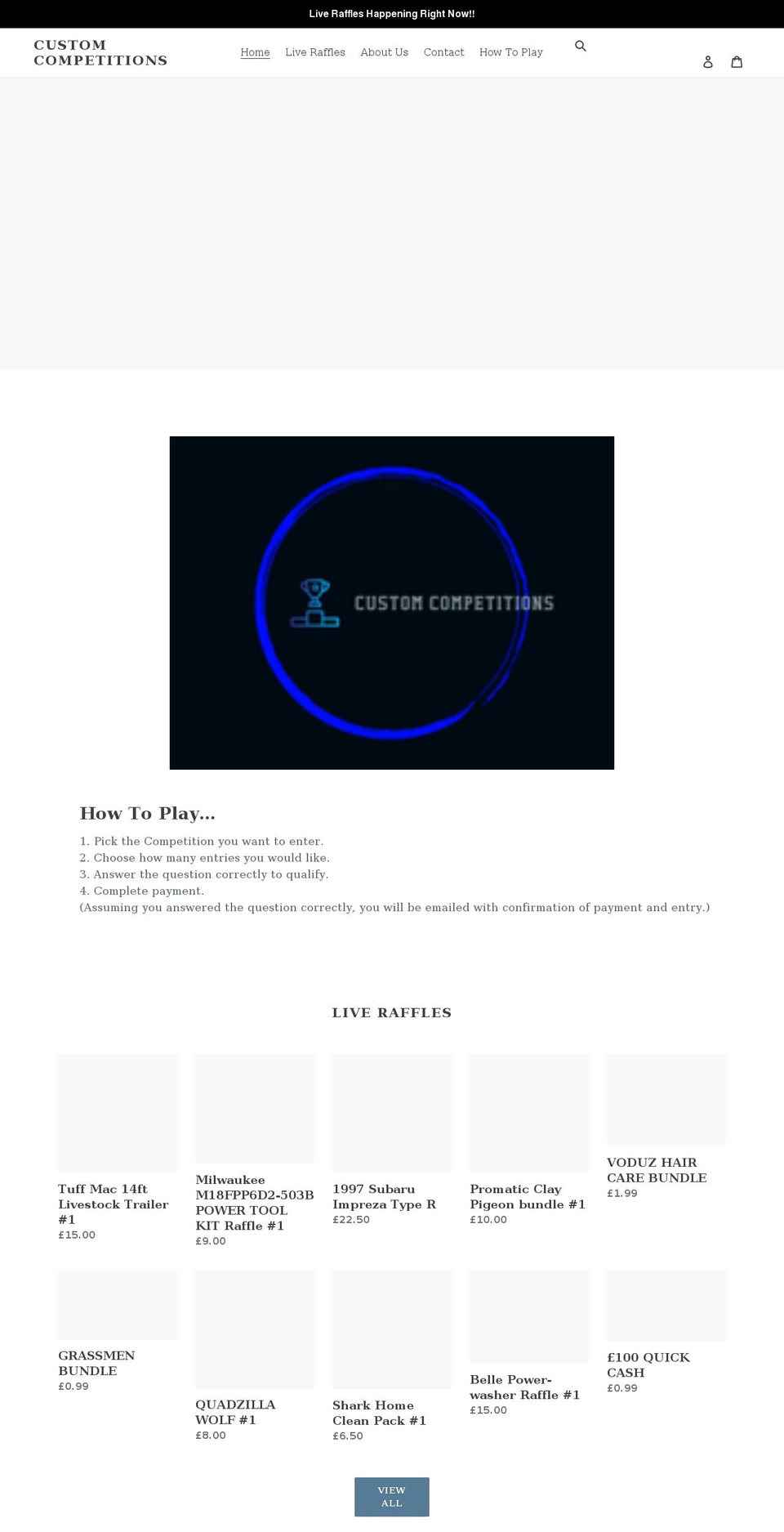 custom-competitions.co.uk shopify website screenshot