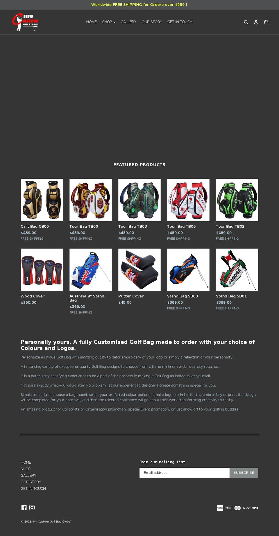 2023 Shopify theme site example custom-golfbag.com