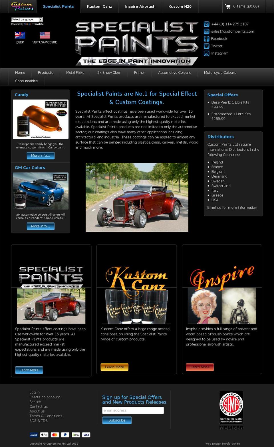 custom-paints.com — Shopify storefront screenshot