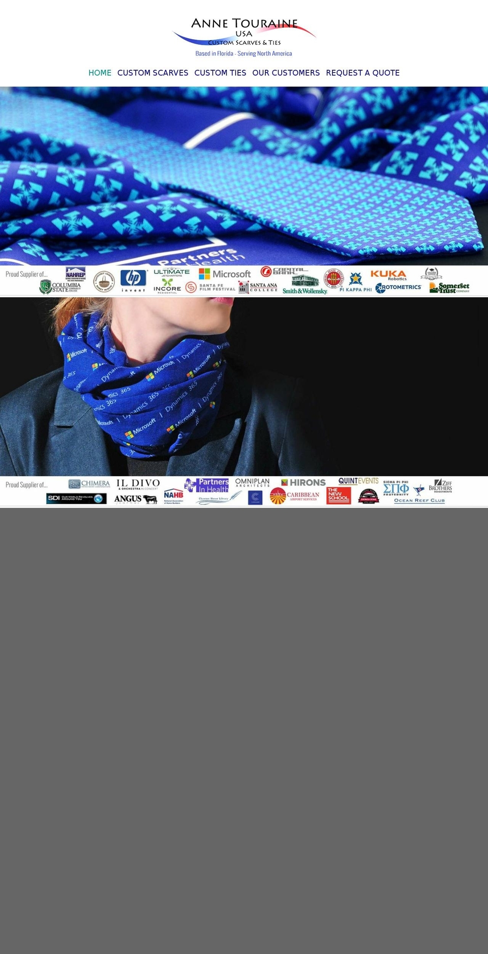 custom-scarves-and-ties.com shopify website screenshot