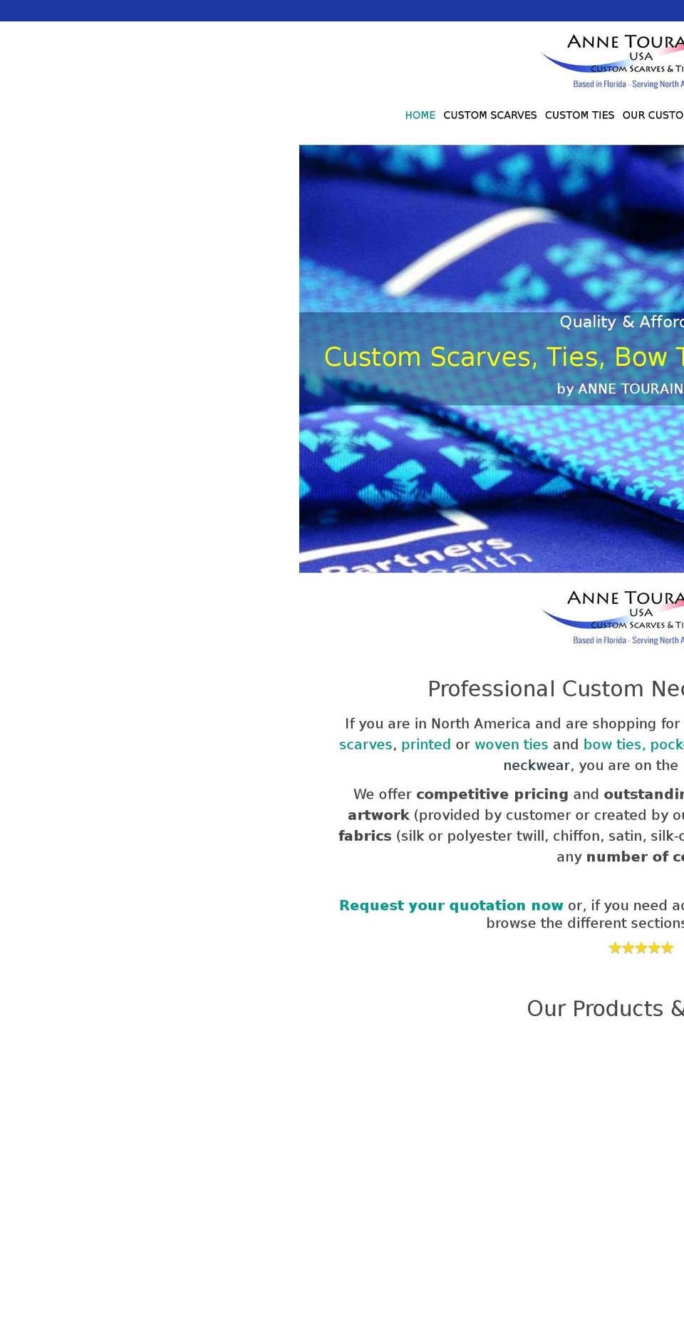 custom-scarves.com — Shopify storefront screenshot