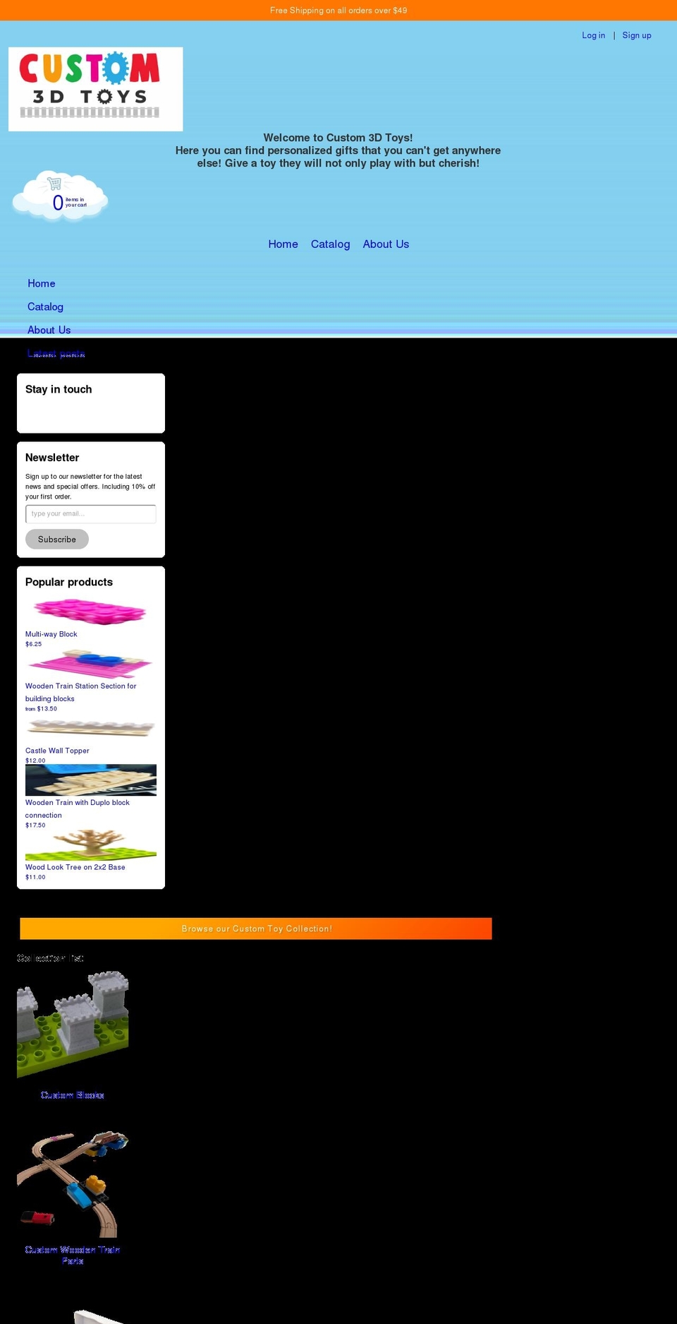 custom3dtoys.com shopify website screenshot