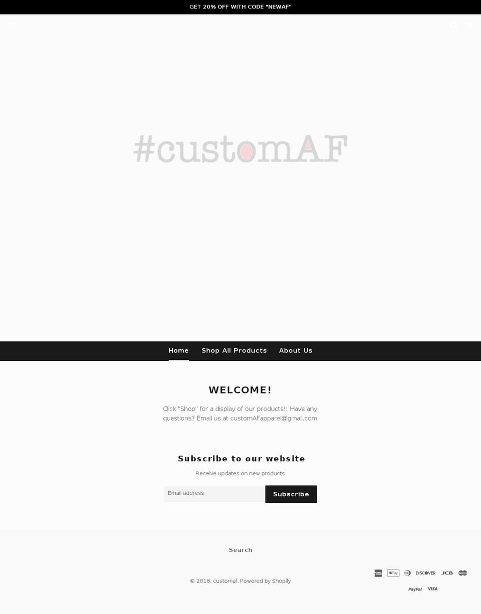 customaf.com shopify website screenshot