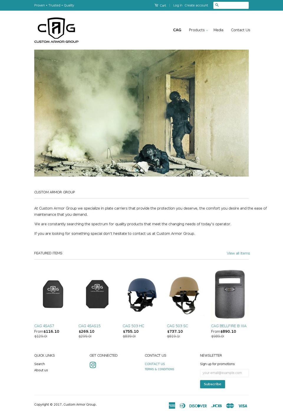 customarmorgroup.com shopify website screenshot