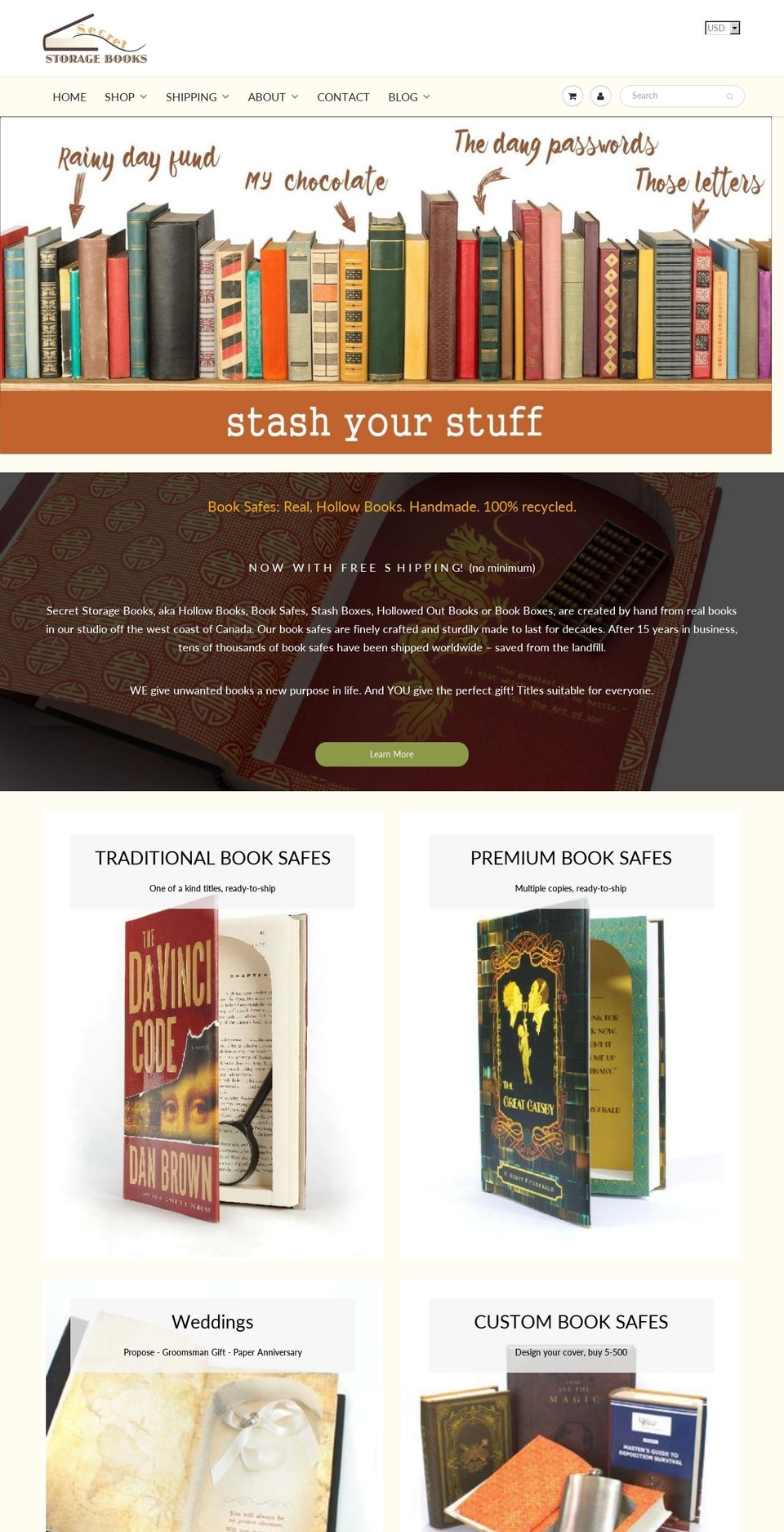 custombooksafe.com shopify website screenshot