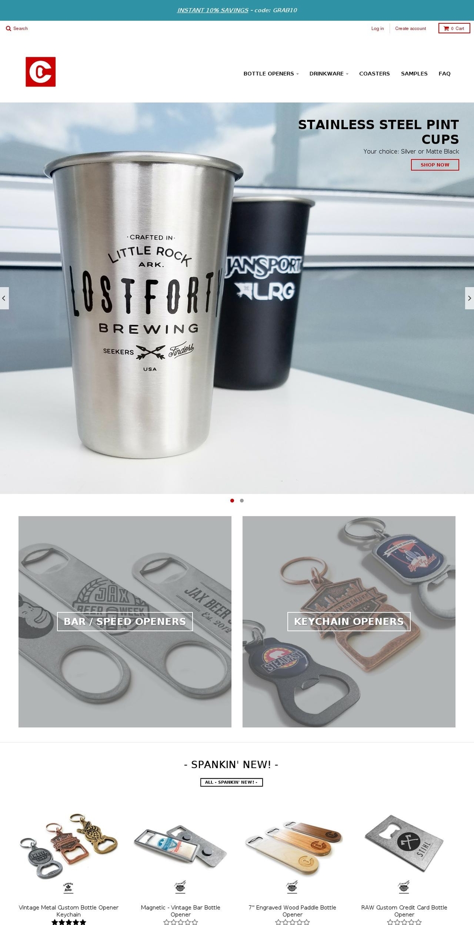 custombottleopenerco.com shopify website screenshot