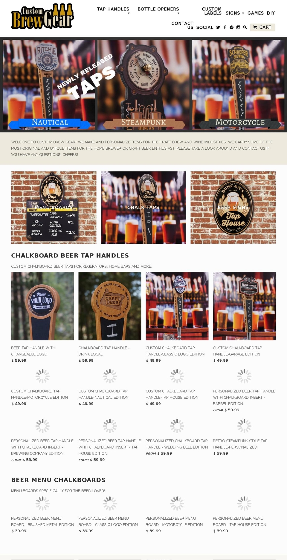 custombrewgear.com shopify website screenshot