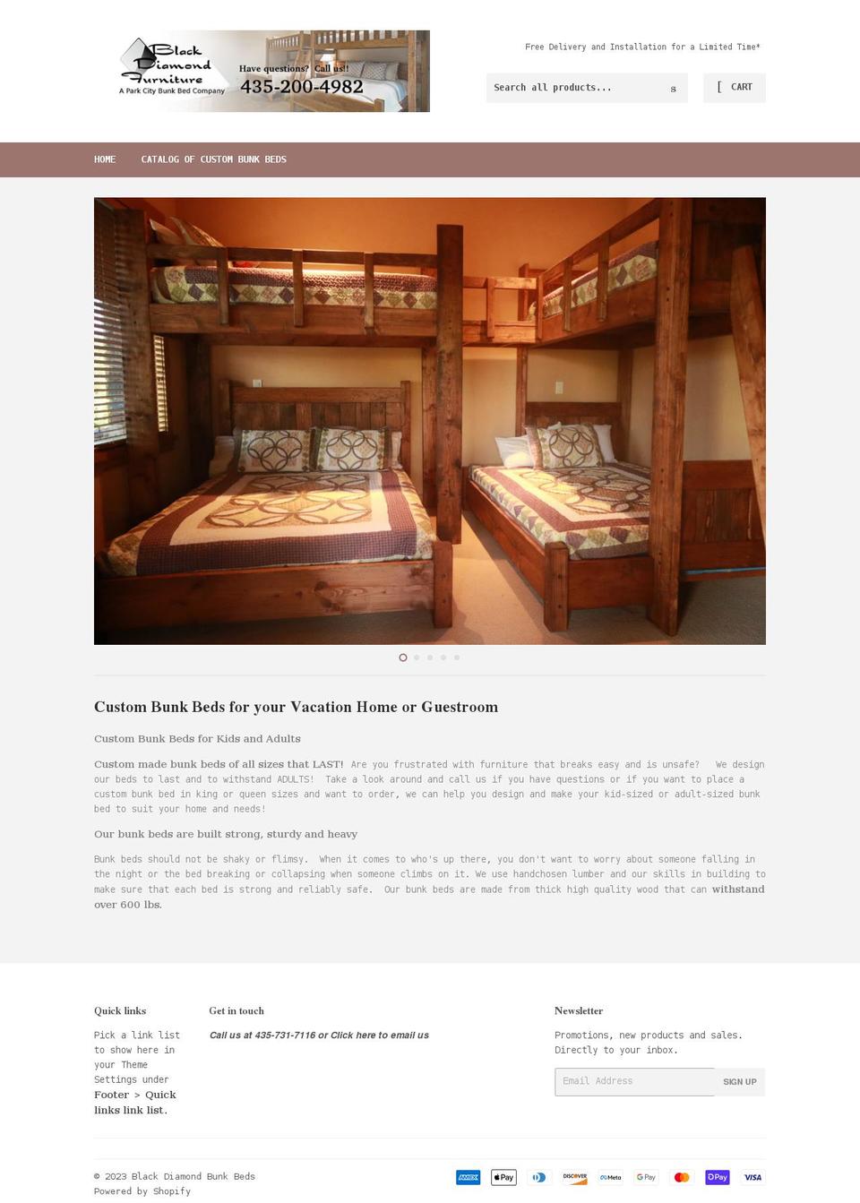 custombunkbeds.net shopify website screenshot