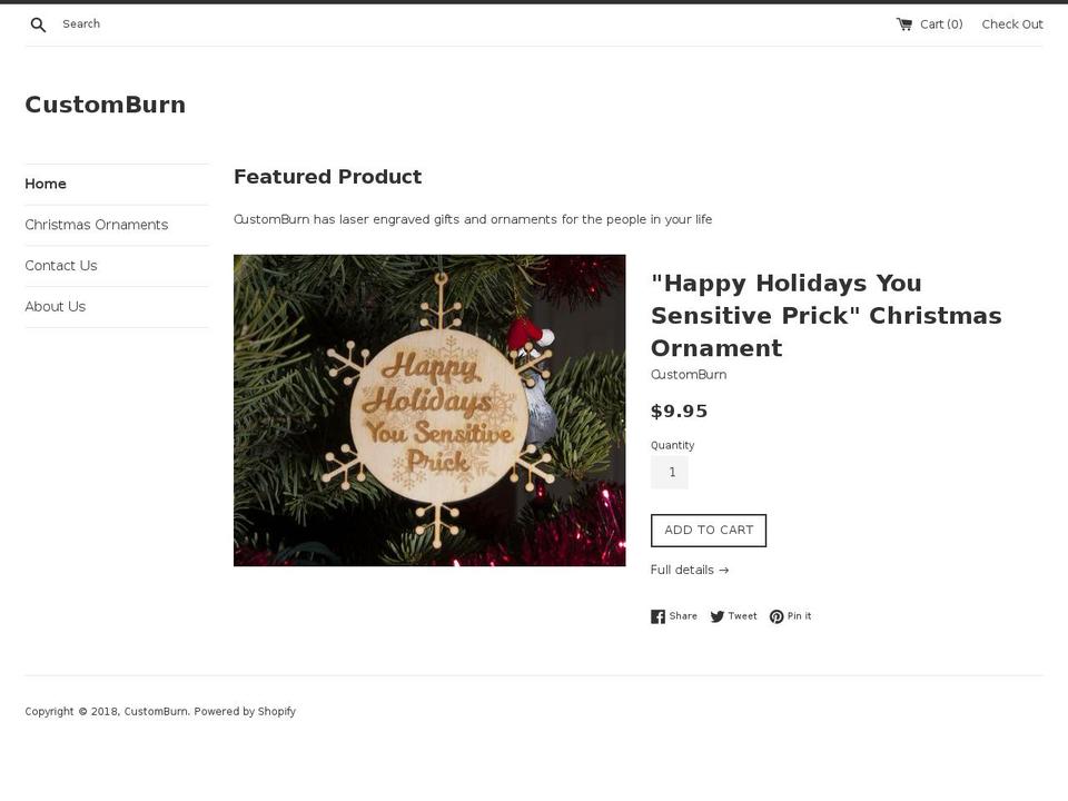 customburn.net shopify website screenshot