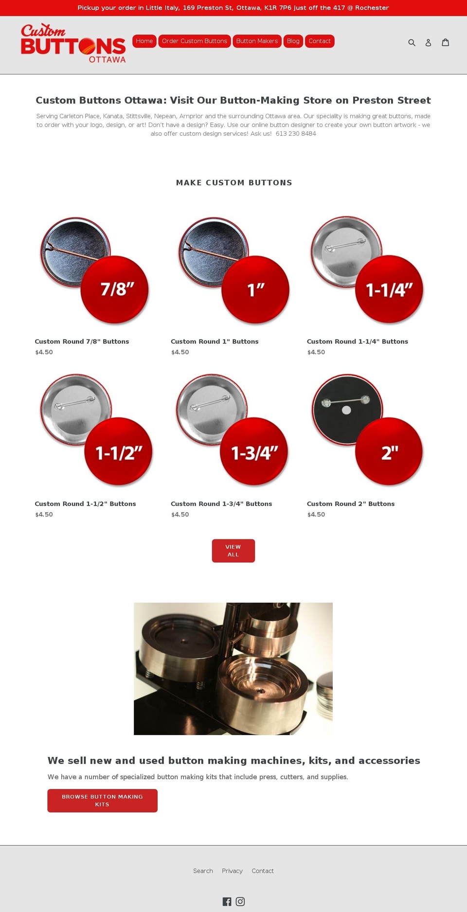 custombuttonsmontreal.com — Shopify storefront screenshot