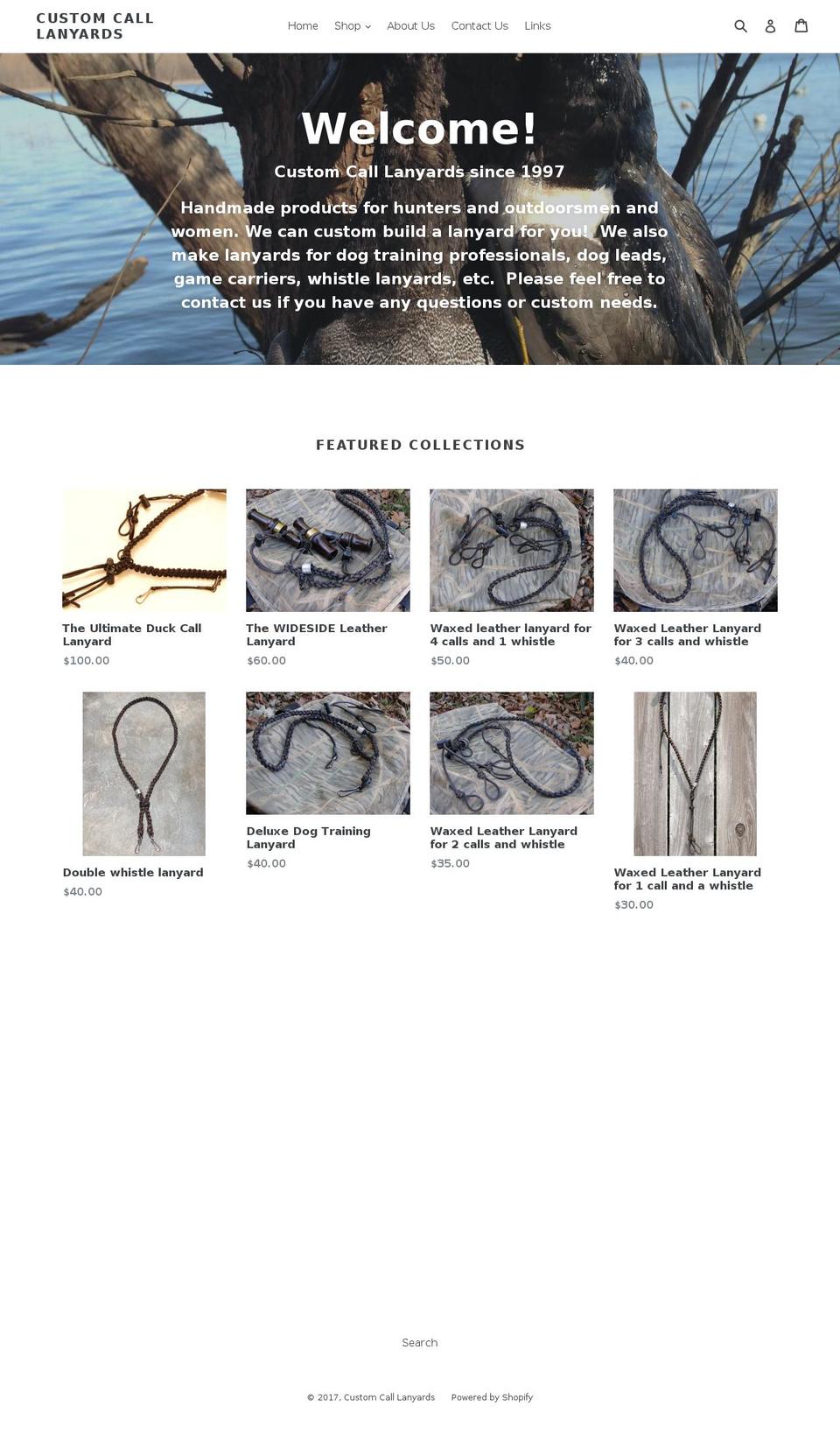 customcalllanyards.com shopify website screenshot