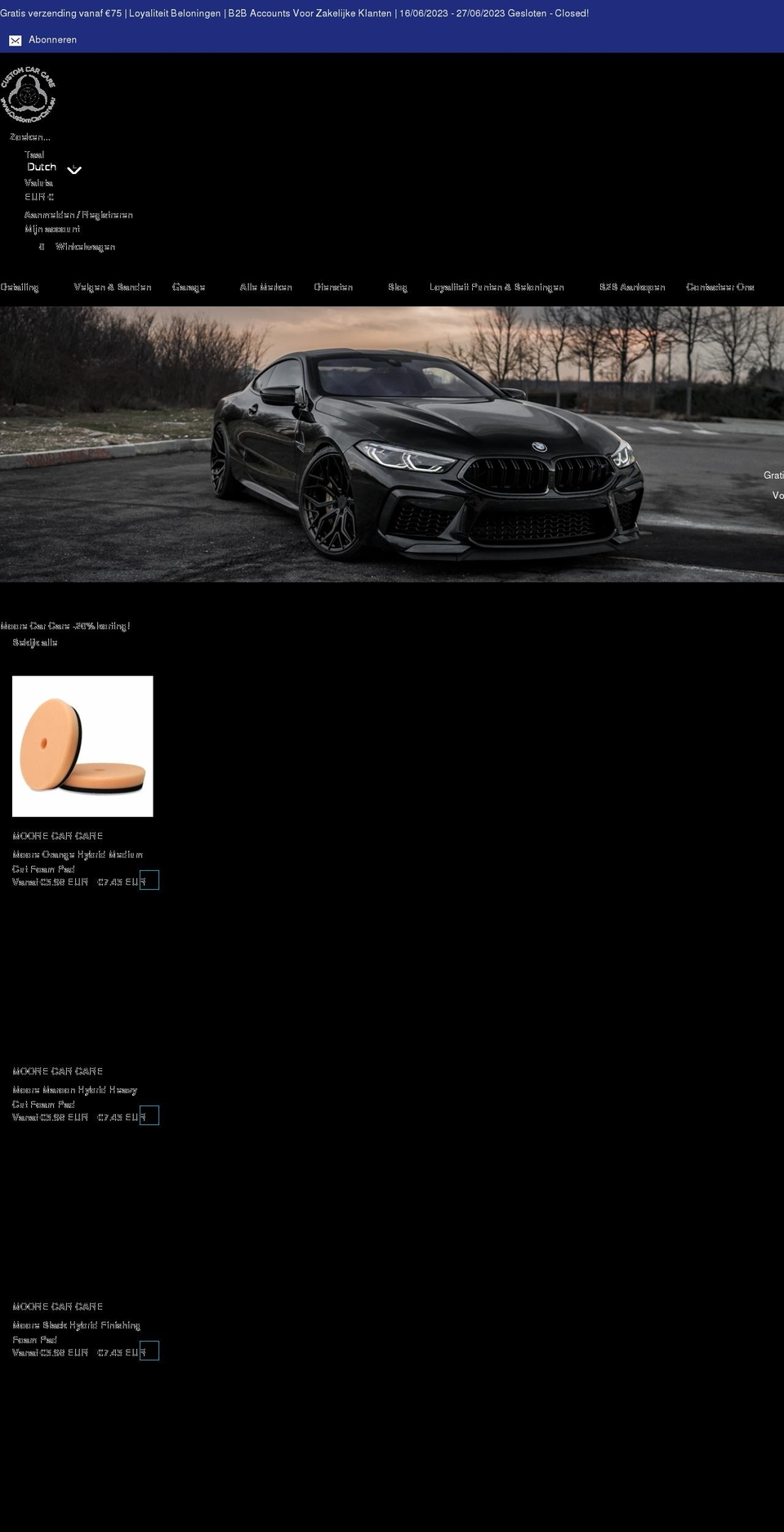 Blossom Shopify theme site example customcarcare.eu