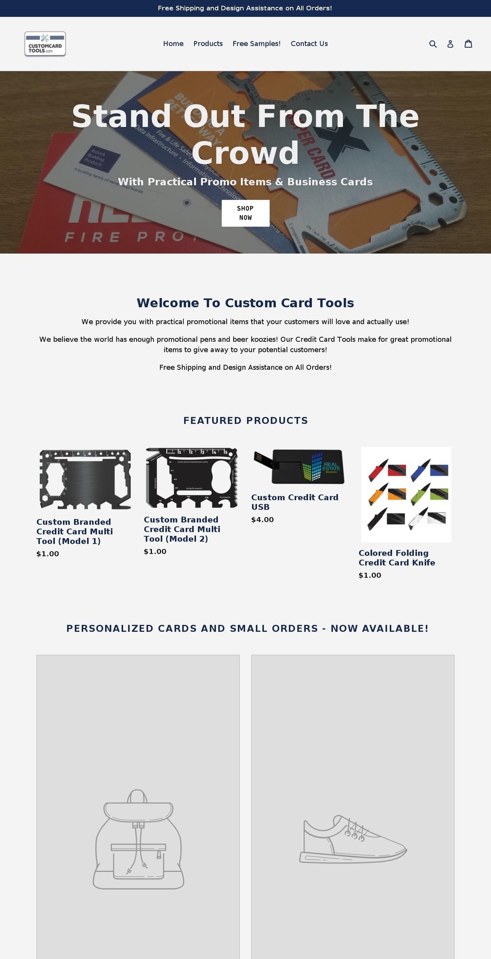 customcardtools.com shopify website screenshot