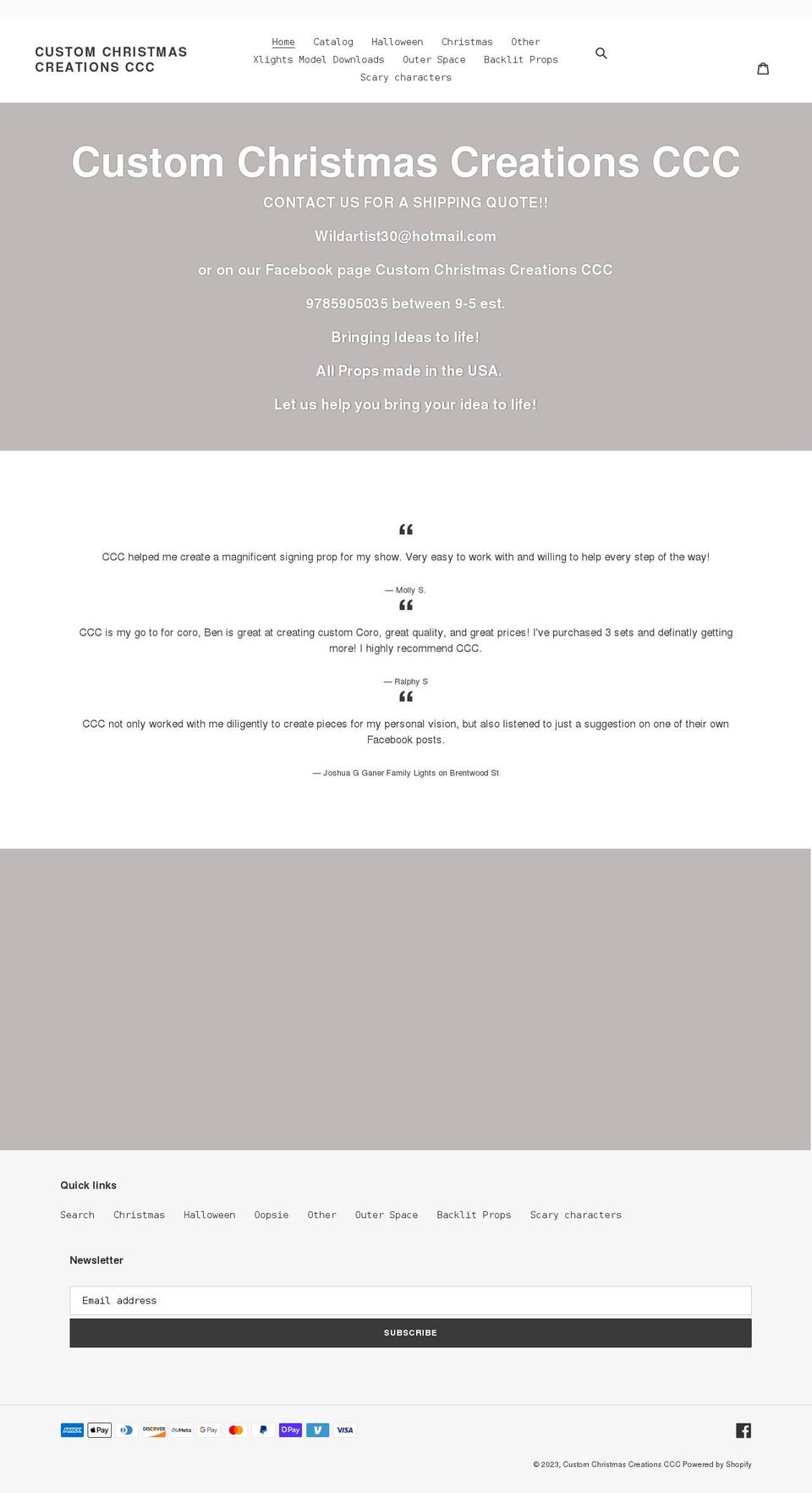 customchristmascreationsccc.com shopify website screenshot