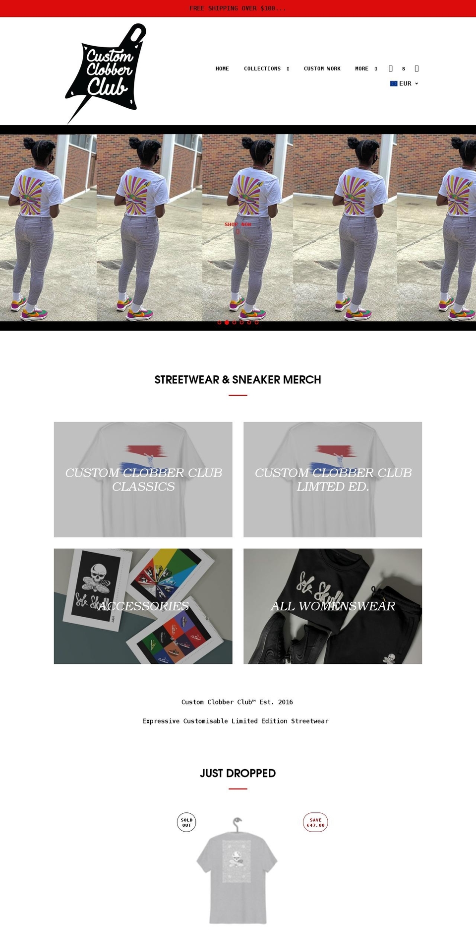 customclobberclub.com — Shopify storefront screenshot